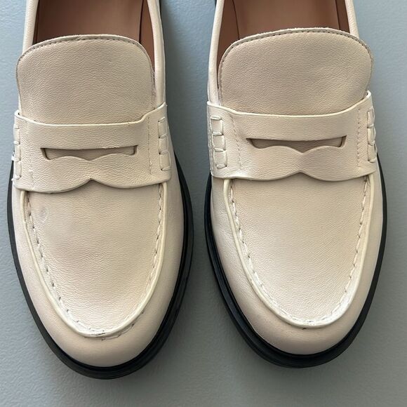 New Nordstrom Lafayette Penny Loafer Off White Size 10M - Picture 2 of 8